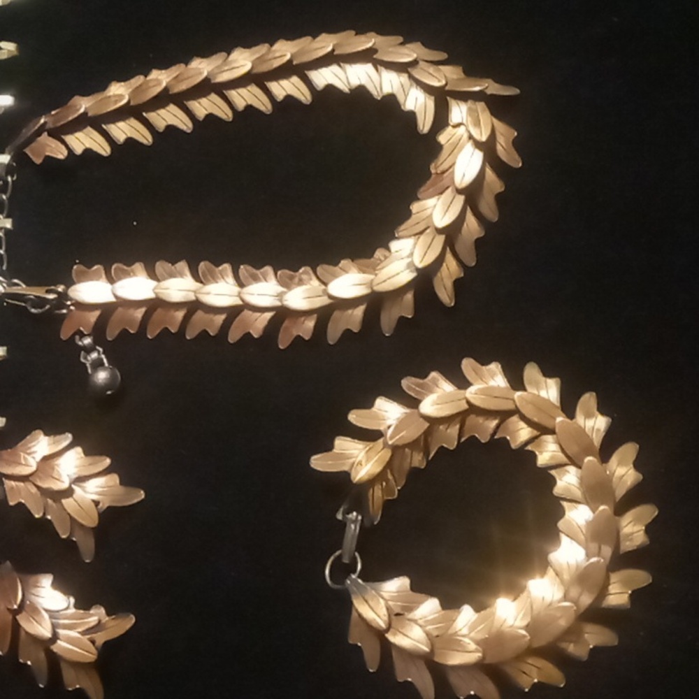 Rebajes 1950s collar copper  necklace bracelet & clip earrings brilliant color